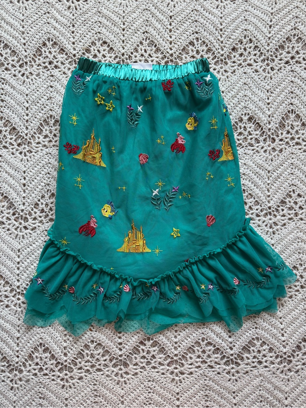 Hanna Andersson Disney The Little Mermaid Embroidered Teal Tulle Skirt Dress Up